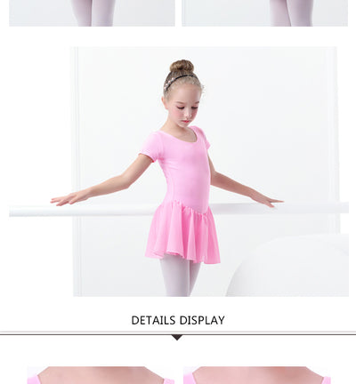 Ballet Dress Gymnastics Leotards for Girls Kids Short Sleeve Ballet Dancewear Chiffon Skirts Kids