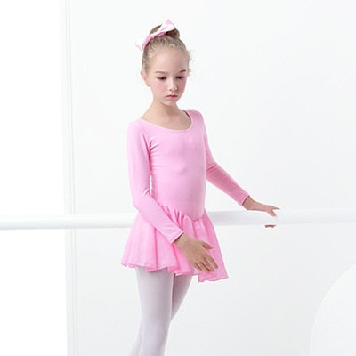 Ballet Dress Gymnastics Leotards for Girls Kids Short Sleeve Ballet Dancewear Chiffon Skirts Kids