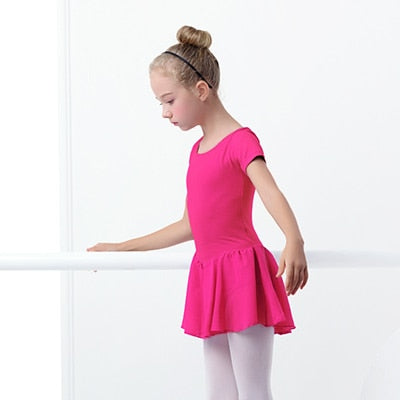 Ballet Dress Gymnastics Leotards for Girls Kids Short Sleeve Ballet Dancewear Chiffon Skirts Kids