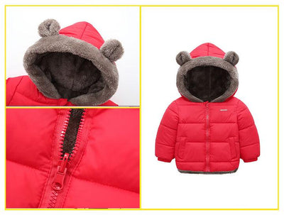 Children Coat Autumn Winter Thicken Jacket Boys Girls Solid Color Hooded Jacket Kids Parka Outerwear 2-6Yrs