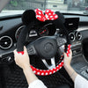 Car Steering Wheel Cover Universal Cartoon Mouse Plush Winter Summer Lovely Bowknot Cute Ears Car Interior Accessories