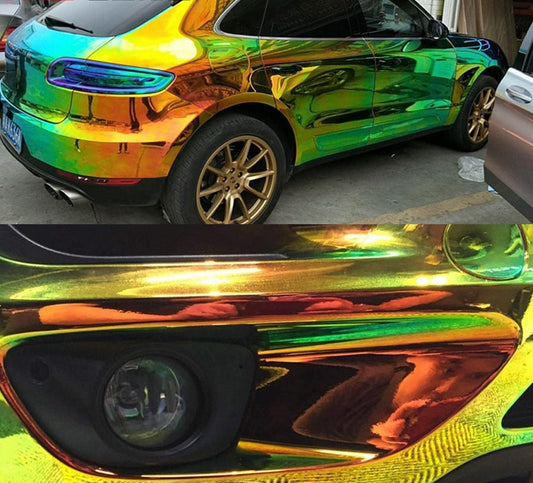 Highest quality Mystic Chrome wrapping film Rainbow vinyl wrap Holographic Car sticker low initial tack adhesive Various colors