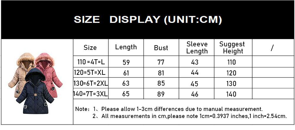 Hooded Jacket Winter Warm Thick Long Coats Girls Jackets 4 5 6 7 Years Children Clothes Thick Outerwear