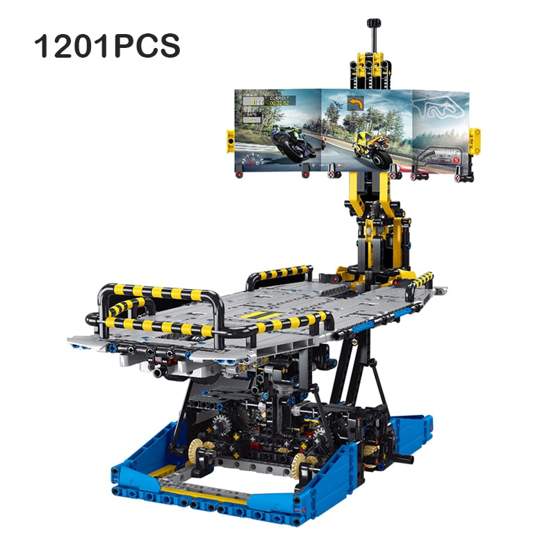 Motorcycle Test Bench Display Stand Building Block MOC Mechanical Gear Educational Toys For Children Construction Gift