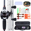 Fishing Rods and Reels Set Bag Portable 5 Sections Fishing Rod and 12LB Max Drag Baitcasting Reel Set Carp Fishing