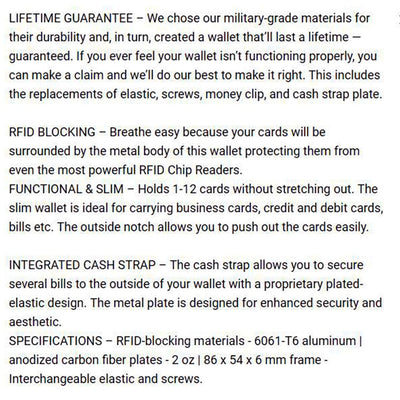 Wallet for Men - RFID Blocking Front Pocket Credit Card Holder - Aluminum Metal Small Mens Wallets with Cash Strap