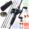 Fishing Rods and Reels Set Bag Portable 5 Sections Fishing Rod and 12LB Max Drag Baitcasting Reel Set Carp Fishing