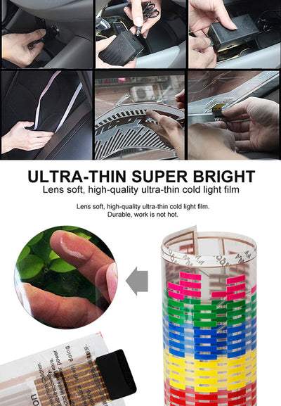 LED Car Windshield Sound Activated Equalizer Car Neon EL Light Music Rhythm Flash Lamp Sticker Styling