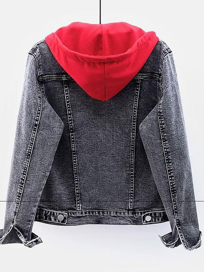 Winter Women Jean Jacket Pockets Button Soft Hooded Warm Outerwear Hooded Fashion Slim Denim Coats Female