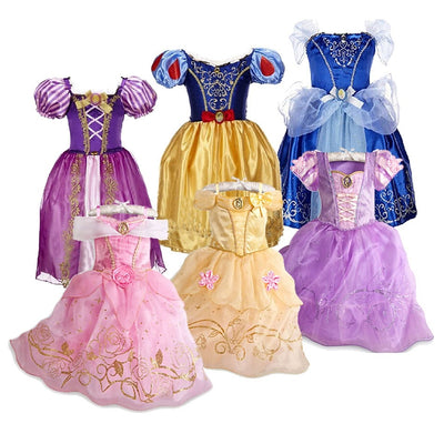 Rapunzel Snow White Costume Kids Belle Aurora Sofia Summer Fancy Princess Dress Children