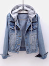 Winter Women Jean Jacket Pockets Button Soft Hooded Warm Outerwear Hooded Fashion Slim Denim Coats Female