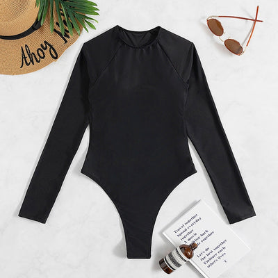 Rhinestones Diamond Bikini Long Sleeve One Piece Swimsuit Women Swimwear Female High Cut