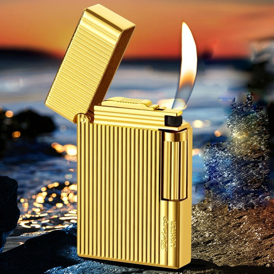 Metal Lighters Cigarette Lighter Creative Wheel Lighter Butane Gas Lighter Open Fire Square Lighter