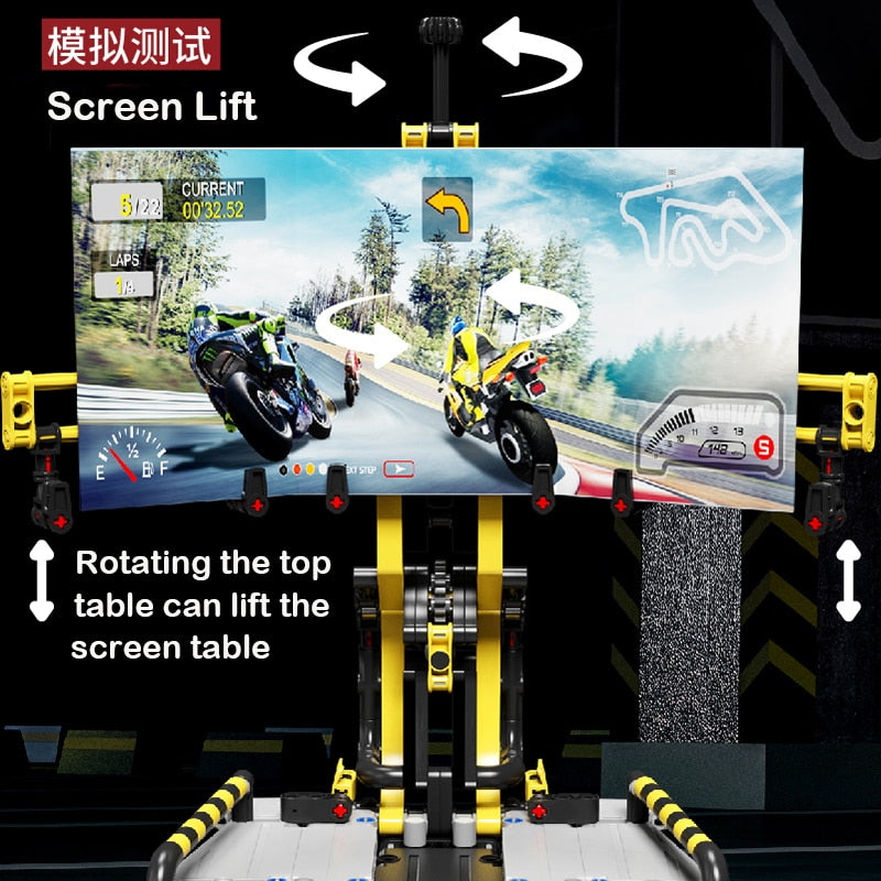 Motorcycle Test Bench Display Stand Building Block MOC Mechanical Gear Educational Toys For Children Construction Gift