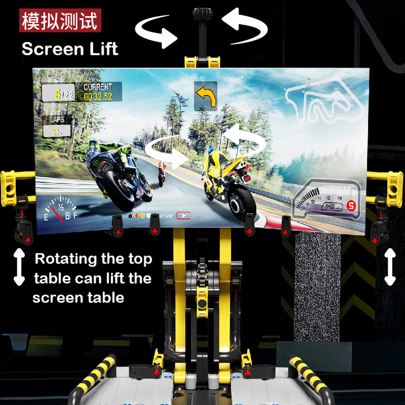 Motorcycle Test Bench Display Stand Building Block MOC Mechanical Gear Educational Toys For Children Construction Gift
