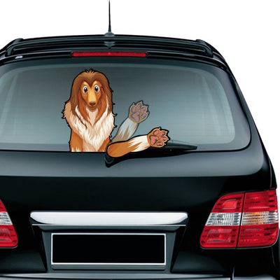 Car Stickers Dog Waving Arm Fun Removable Car Rear Windshield Window Waving Wiper Stickers