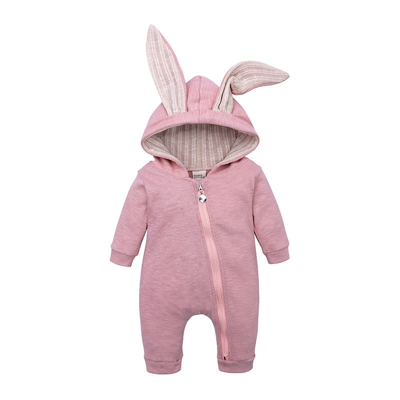Baby jumpsuit  with big ear newborn baby clothes  Zipper cute kids clothing