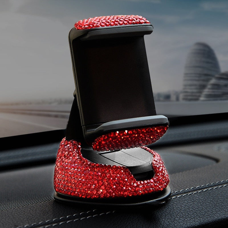 Crystal Rhinestones 360 Degree Car Phone Holder for Car Dashboard Auto Windows and Air Vent
