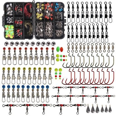 Fishing Accessories 165Pcs Kit With Fishing Swivels Hooks Sinker Fishing Tackle Box