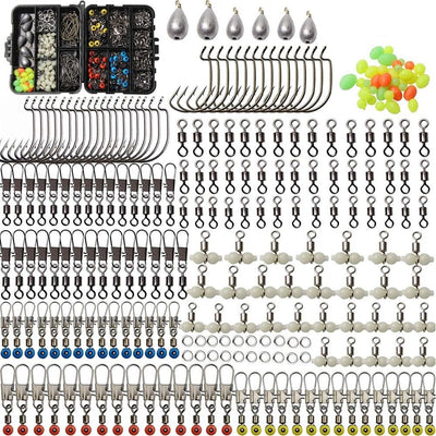 Fishing Accessories 251Pcs Kit Including Jig Hooks Swivel Snaps Sinkers Split Rings Beads For Freshwater Salt