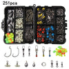 Fishing Accessories 251Pcs Kit Including Jig Hooks Swivel Snaps Sinkers Split Rings Beads For Freshwater Salt