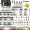 Fishing Accessories 251Pcs Kit Including Jig Hooks Swivel Snaps Sinkers Split Rings Beads For Freshwater Salt