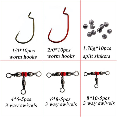 Fishing Accessories 165Pcs Kit With Fishing Swivels Hooks Sinker Fishing Tackle Box