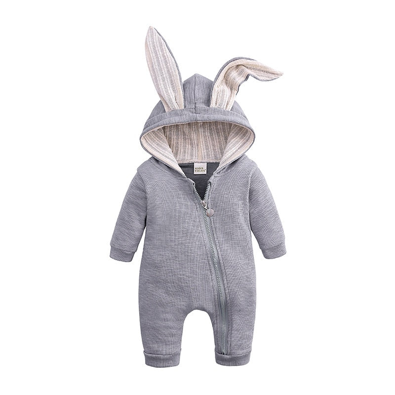 Baby jumpsuit  with big ear newborn baby clothes  Zipper cute kids clothing