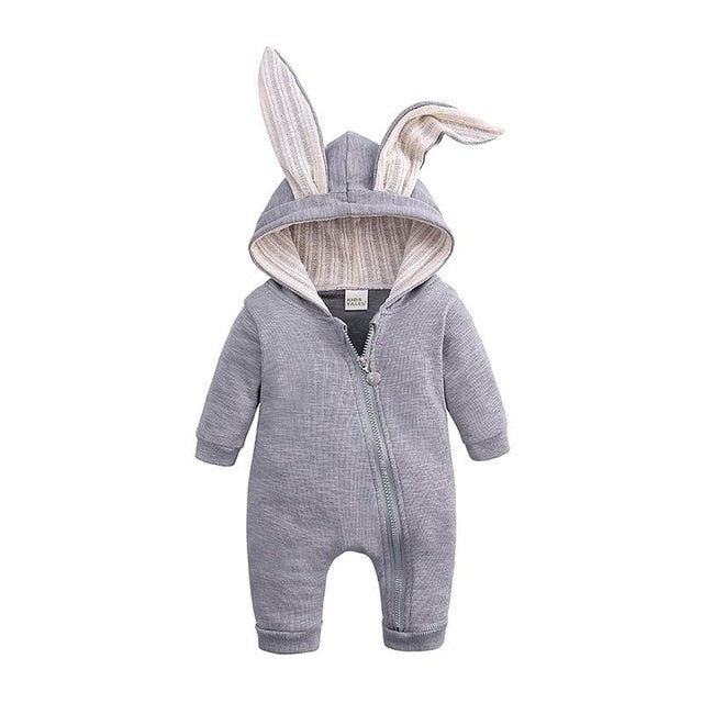 Baby jumpsuit  with big ear newborn baby clothes  Zipper cute kids clothing
