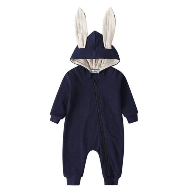 Baby jumpsuit  with big ear newborn baby clothes  Zipper cute kids clothing