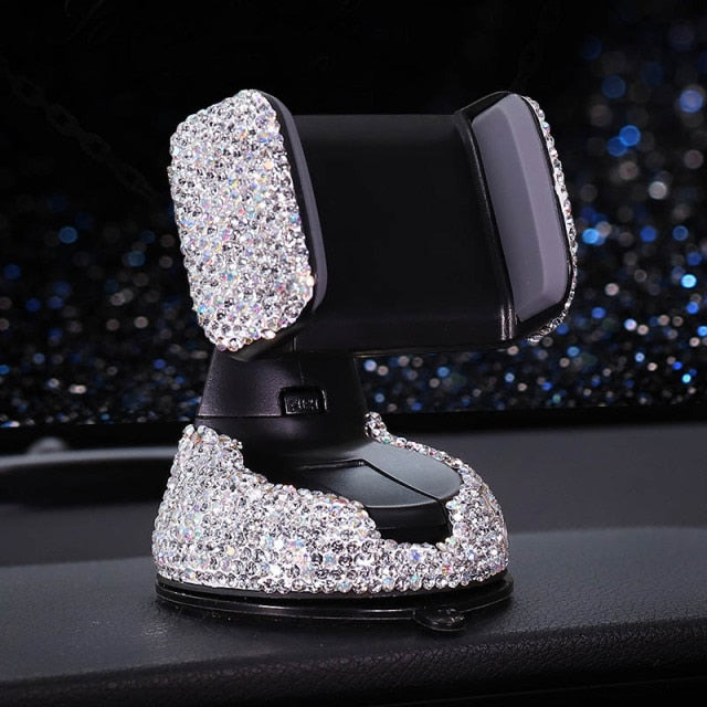 Crystal Rhinestones 360 Degree Car Phone Holder for Car Dashboard Auto Windows and Air Vent
