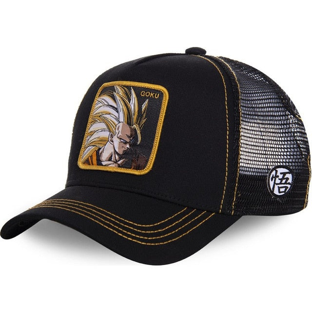 anime cartoon cotton baseball cap men women hip hop dad mesh hat goku black