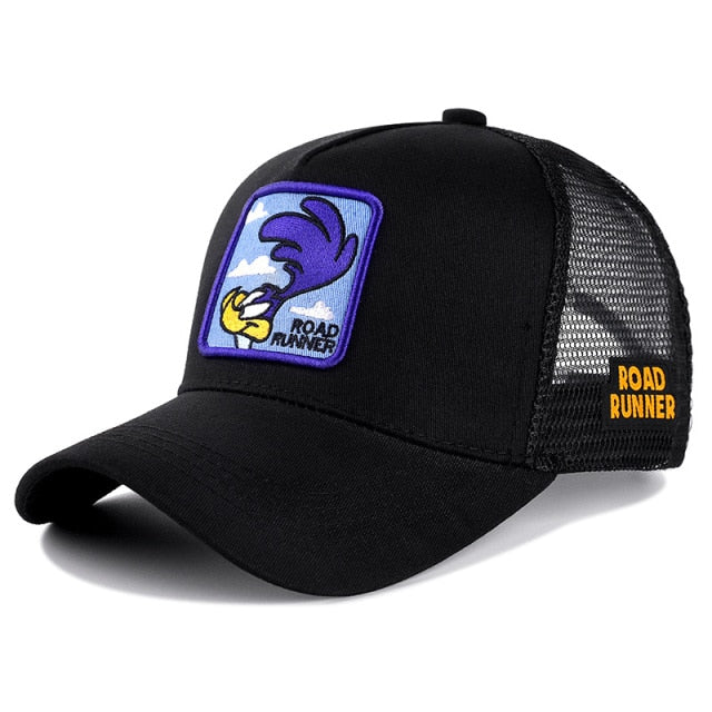 anime cartoon cotton baseball cap men women hip hop dad mesh hat roud runner black
