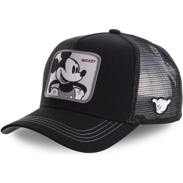anime cartoon cotton baseball cap men women hip hop dad mesh hat mickey black