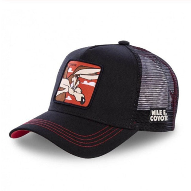 anime cartoon cotton baseball cap men women hip hop dad mesh hat coyote black