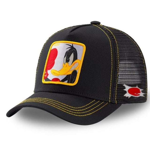 anime cartoon cotton baseball cap men women hip hop dad mesh hat box duck black