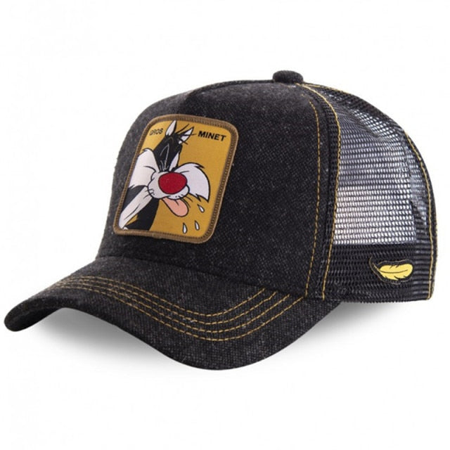 anime cartoon cotton baseball cap men women hip hop dad mesh hat gros black