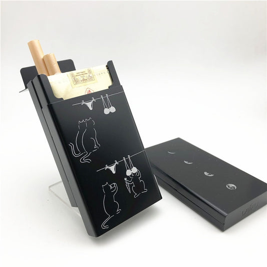 aluminium alloy black cigarette case for girl boy 20 metal cigarette boxes