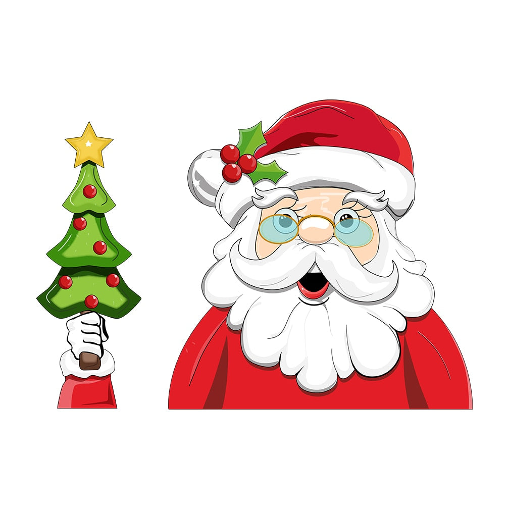 Car Stickers Cartoon Santa Claus Snowman & Elk Christmas Festive Car Rear Windshield Window Waving Wiper Stickers