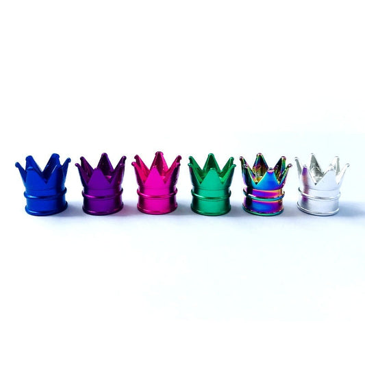 4pcs new arrive colorful aluminum crown car tire valve stem caps wheel car valve cap